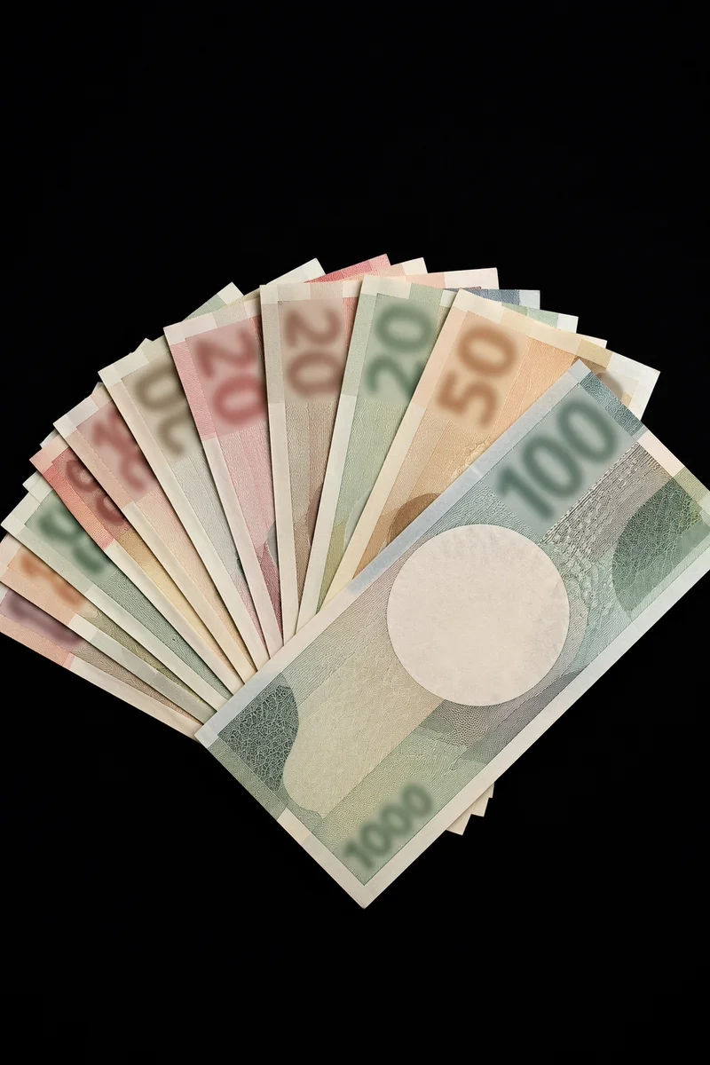 Fan Shaped Cash on Black Background