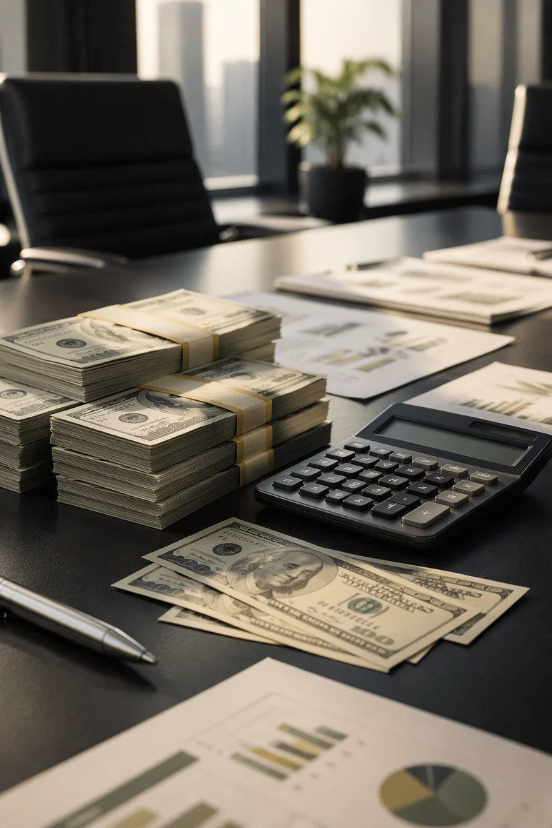 Stacked Cash and Office Finance Still Life