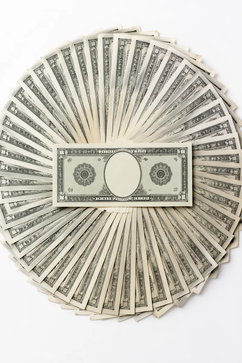 Circular Fan of Dollar Style Cash