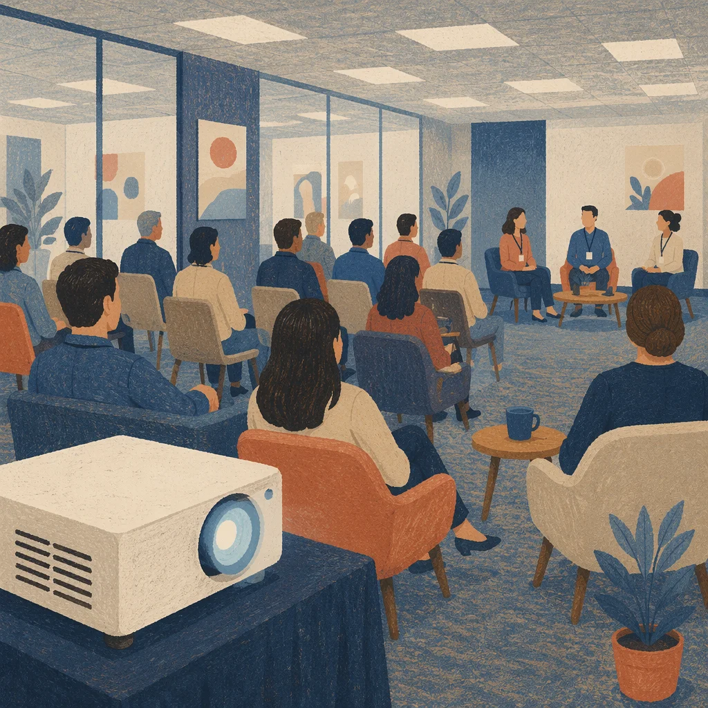 Professional Networking Conference in Modern Meeting Room
