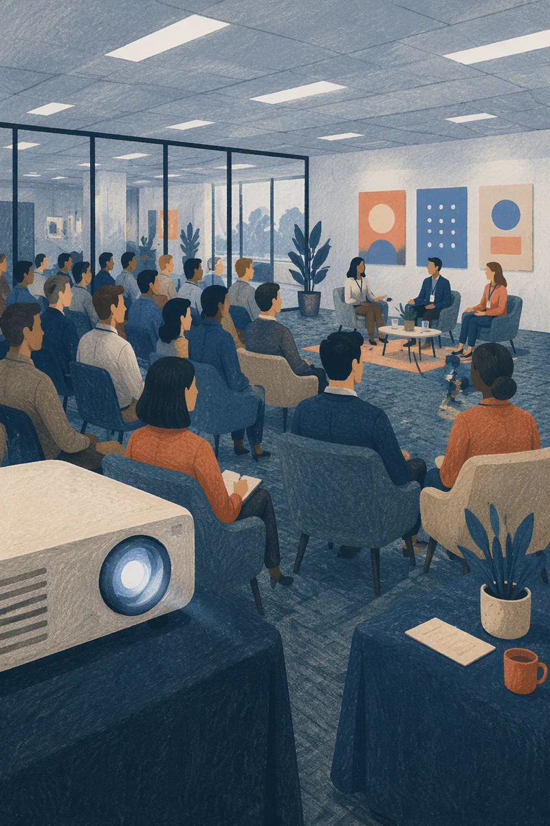 Professional Networking Conference in Modern Meeting Room