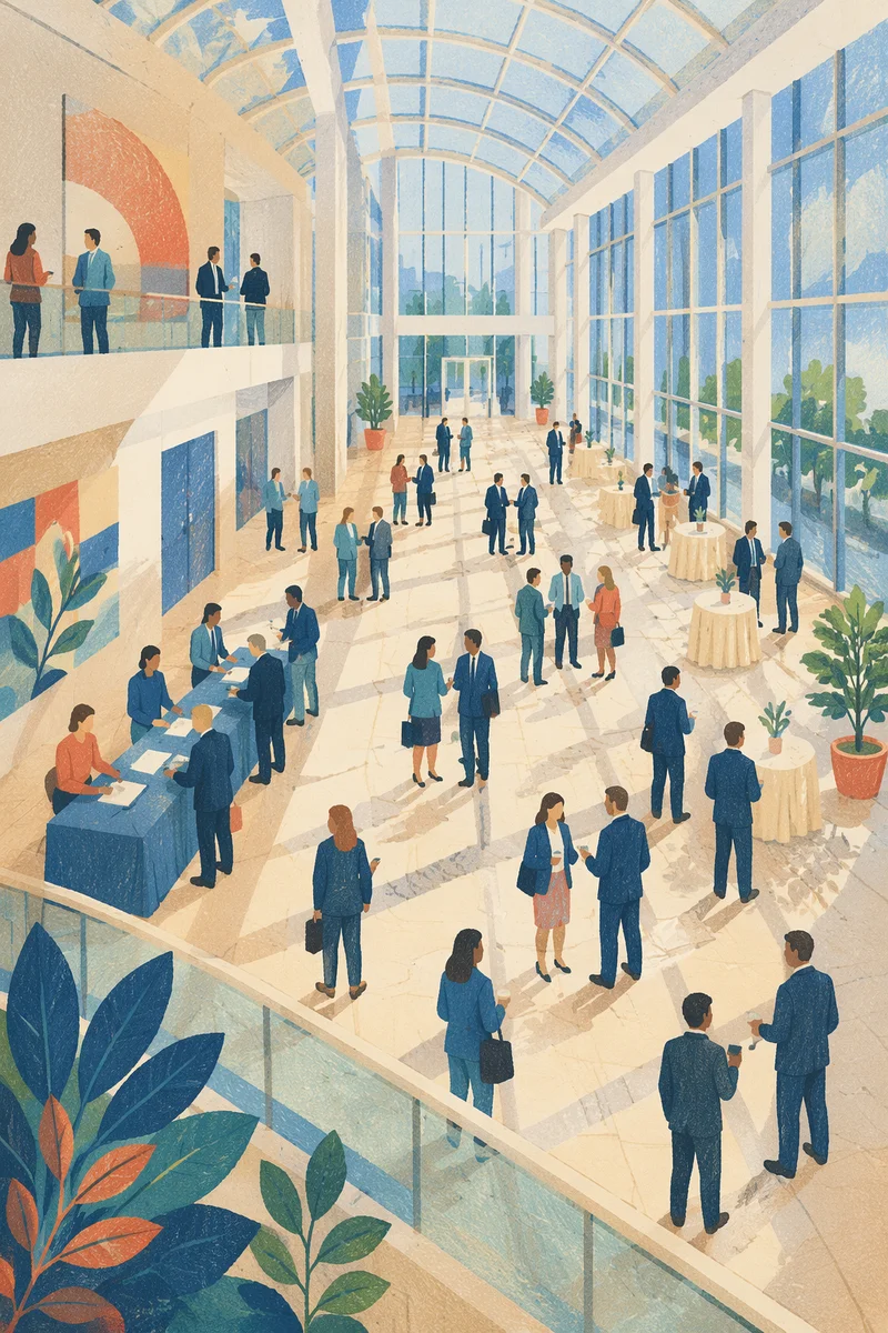 Professional Networking Conference in Sunlit Atrium