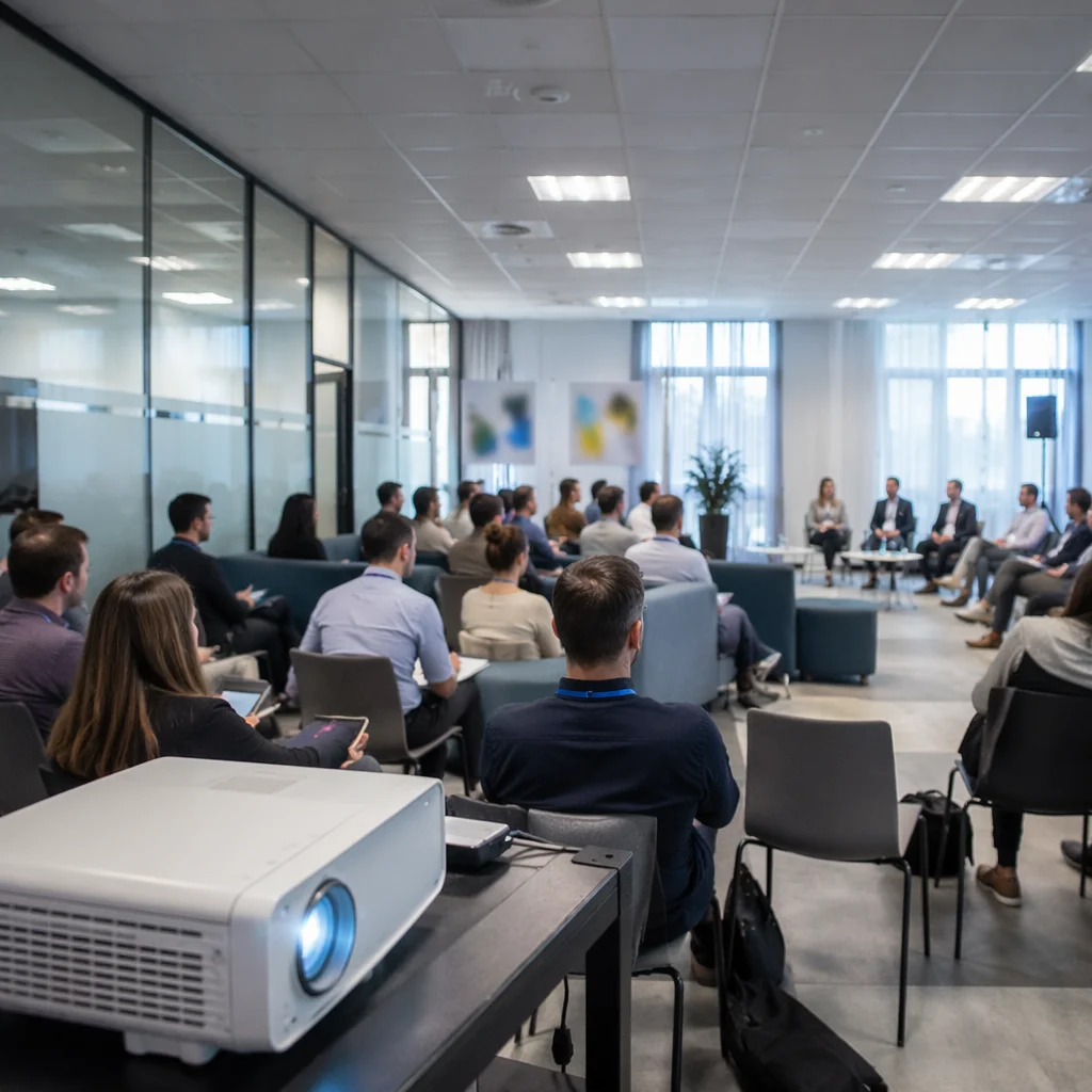 Professional Networking Conference in Modern Meeting Room