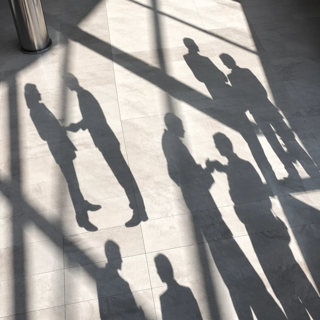 Overhead Networking Event Shadows in Conference Hall