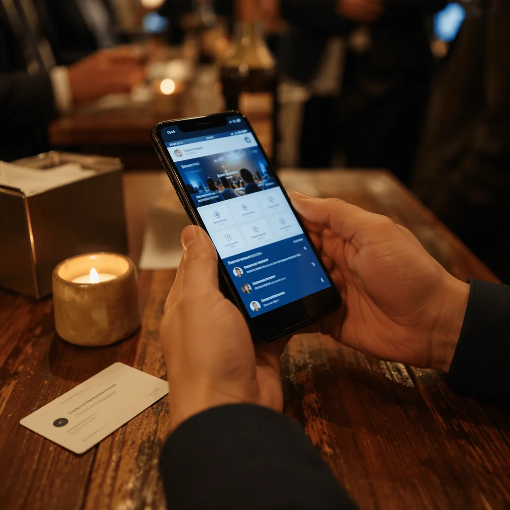 Professional Networking Event App on Smartphone