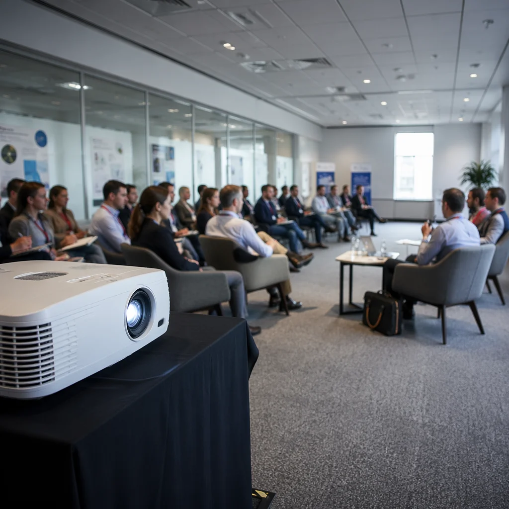 Professional Networking Conference in Modern Meeting Room