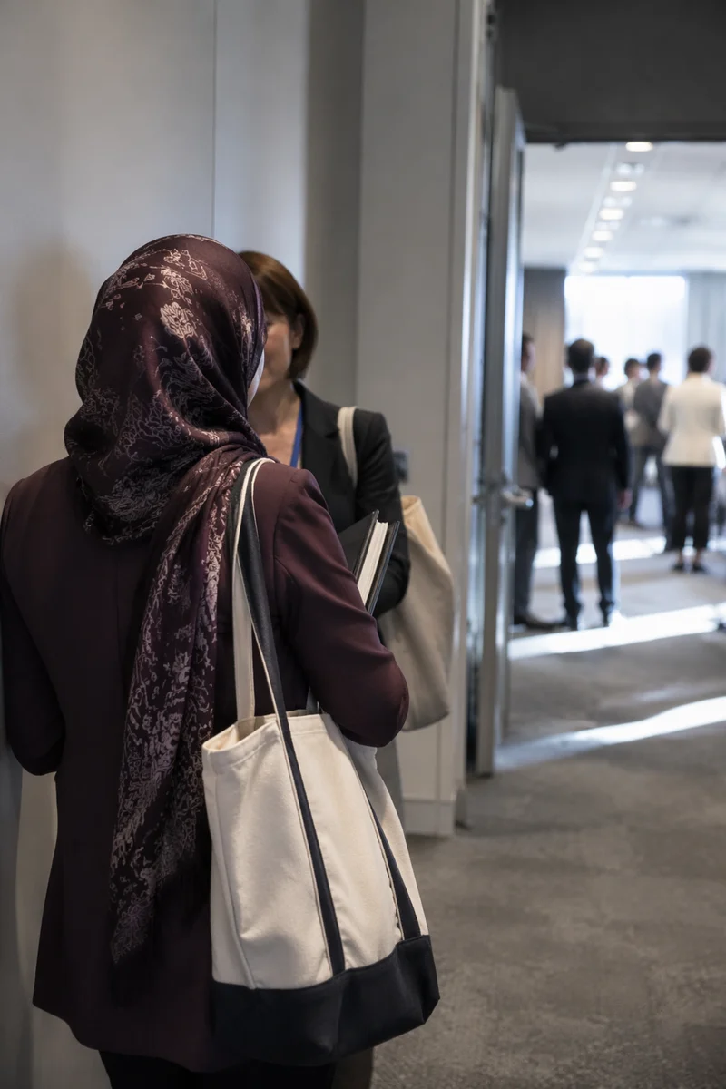 Professional Networking Event in Conference Hallway