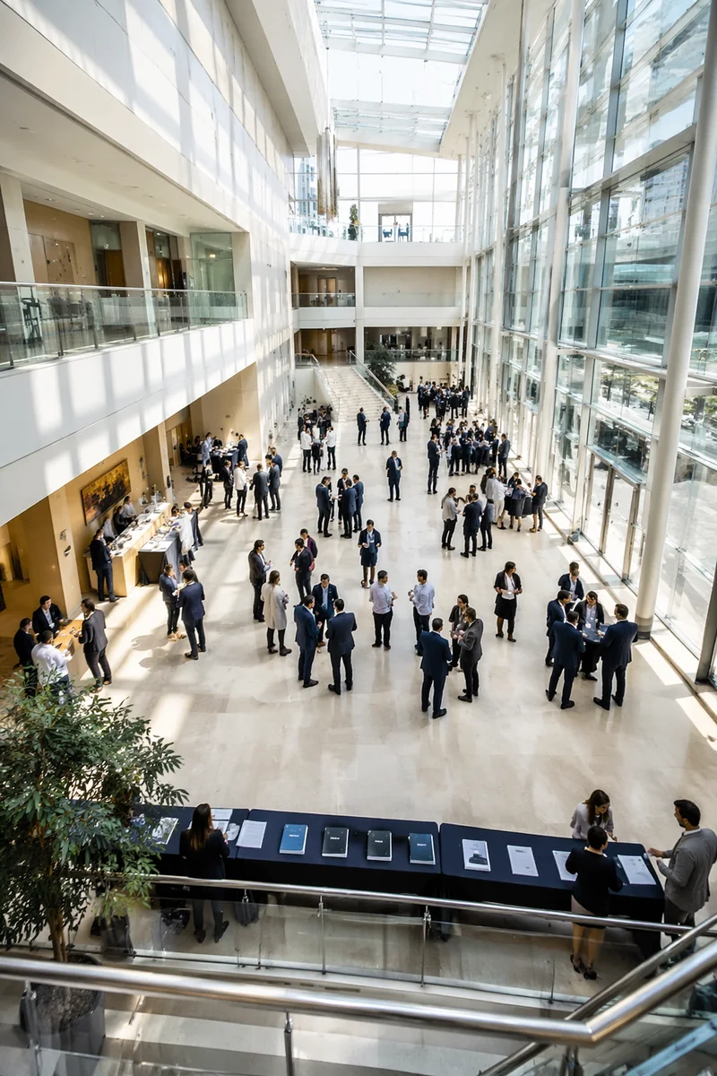 Professional Networking Conference in Modern Atrium