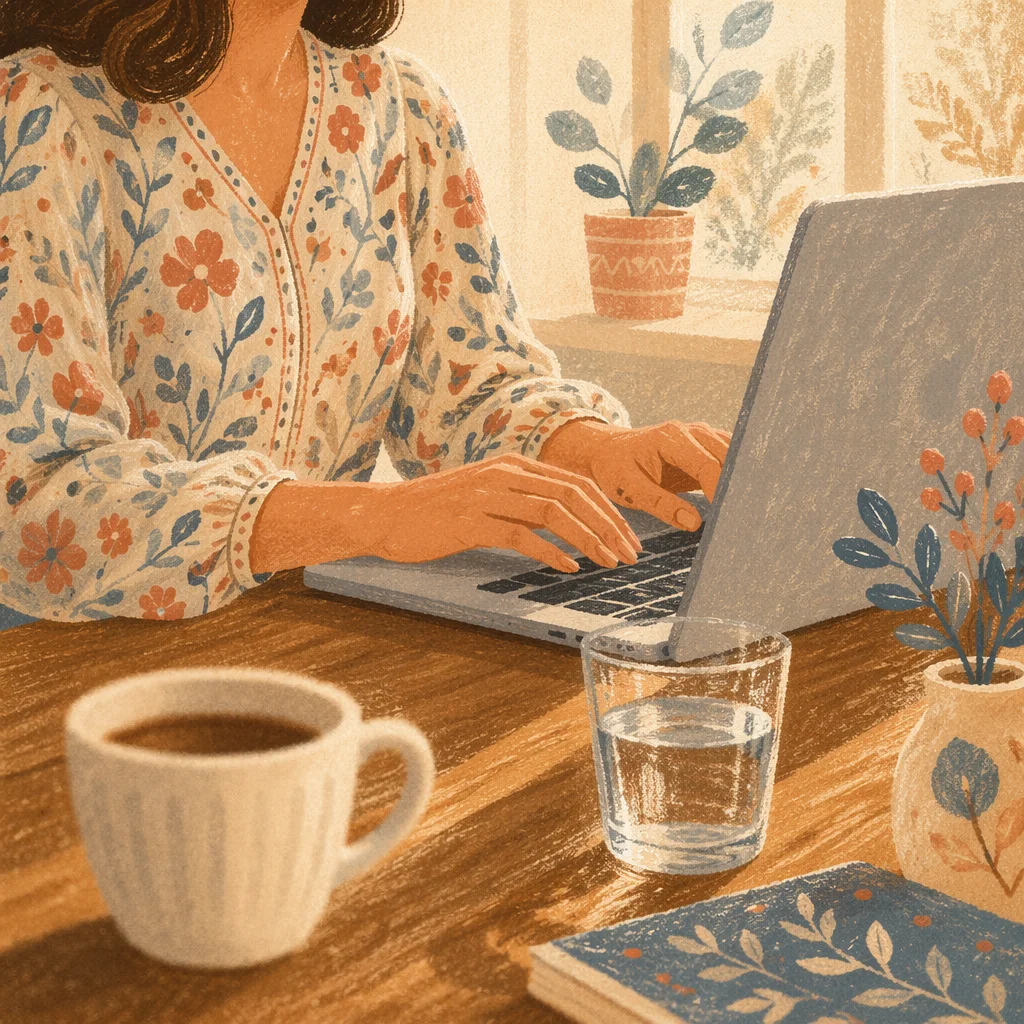 Modern Laptop Workspace with Warm Coffee