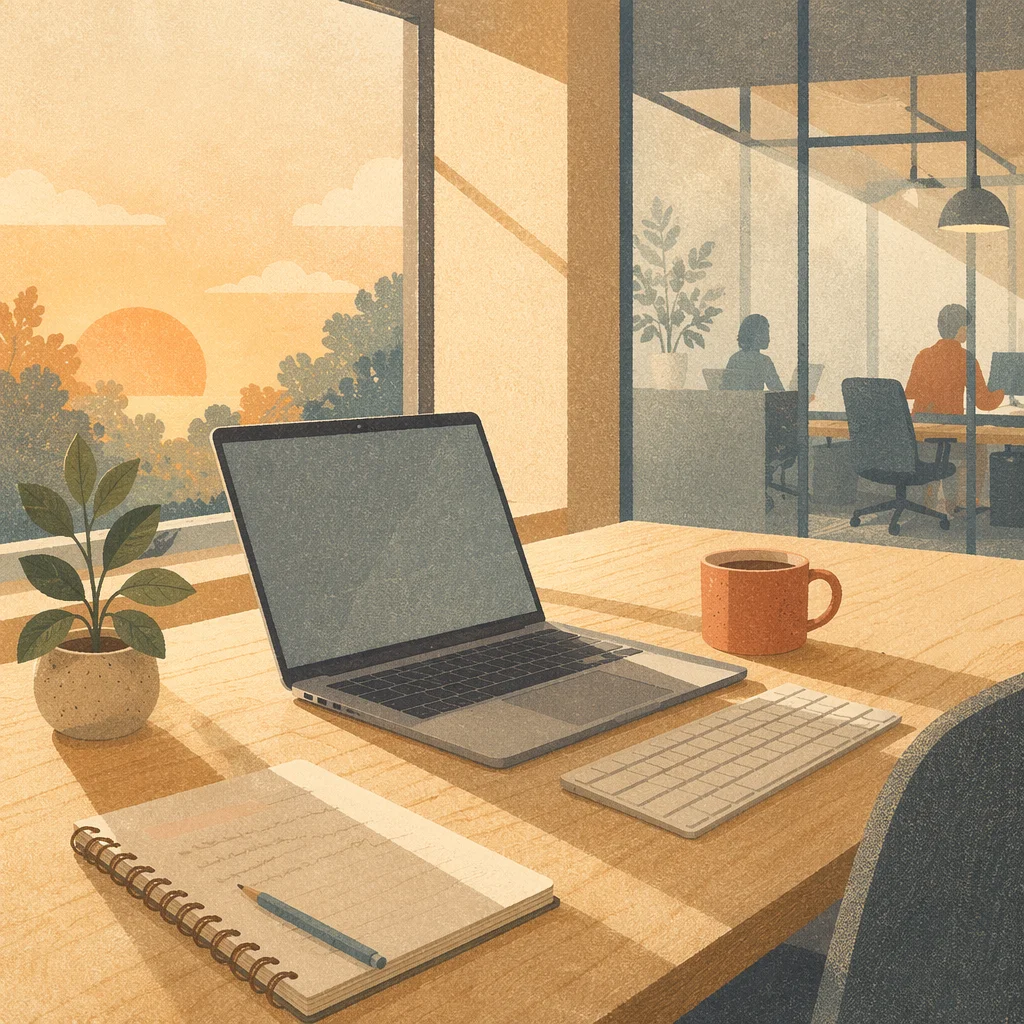 Modern Office Desk with Morning Light
