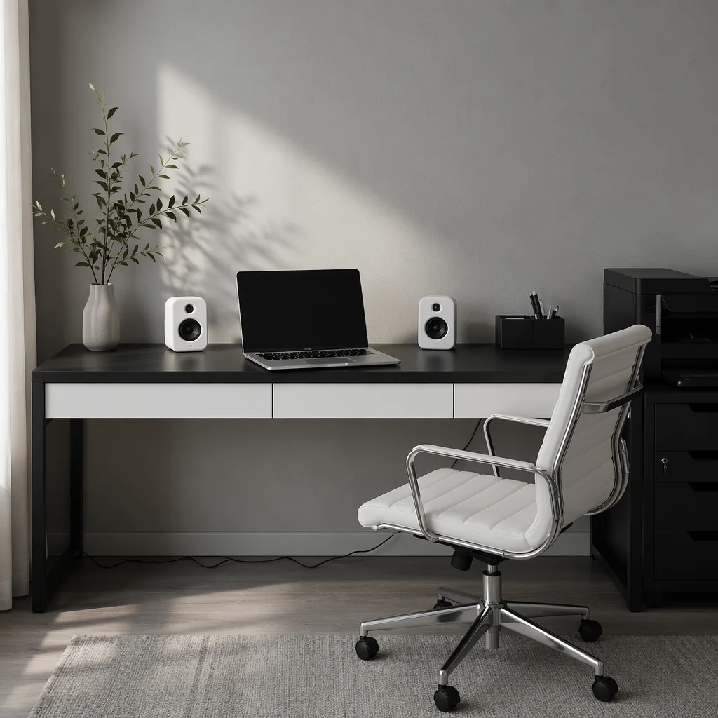 Minimalist Modern Office Desk With Laptop