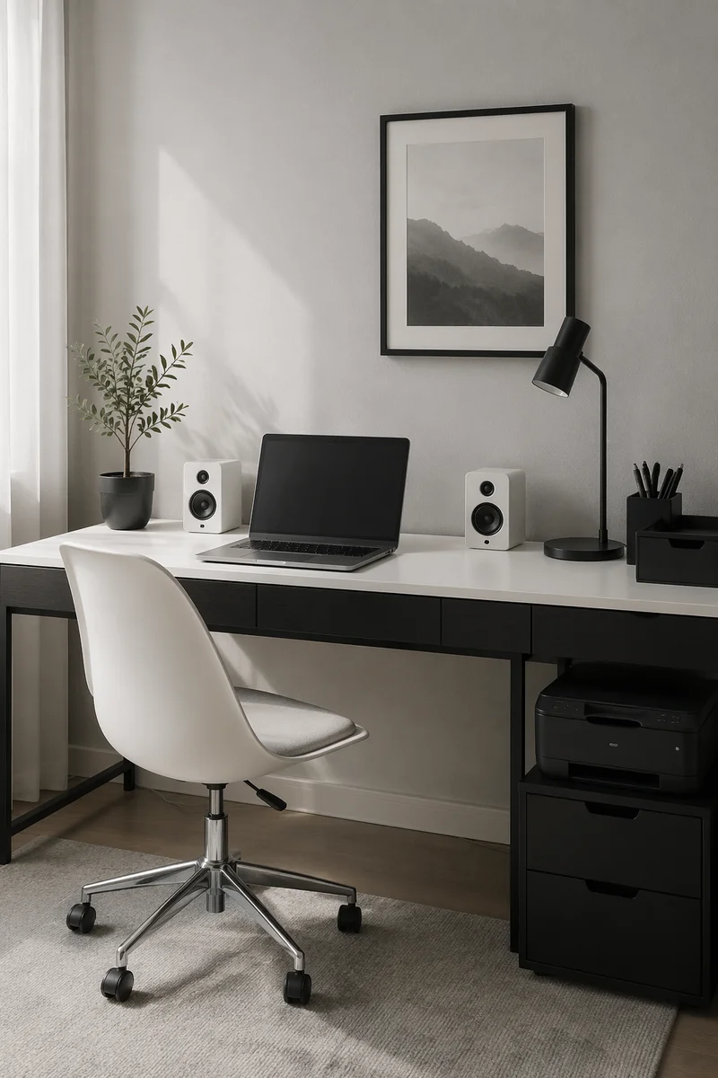 Minimal Modern Office Desk With Laptop