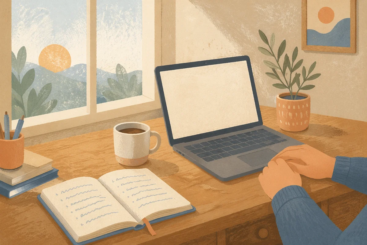 Modern Morning Workspace With Laptop