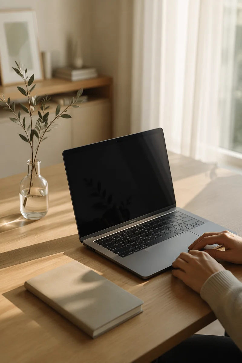 Modern Office Desk with Peaceful Morning Light