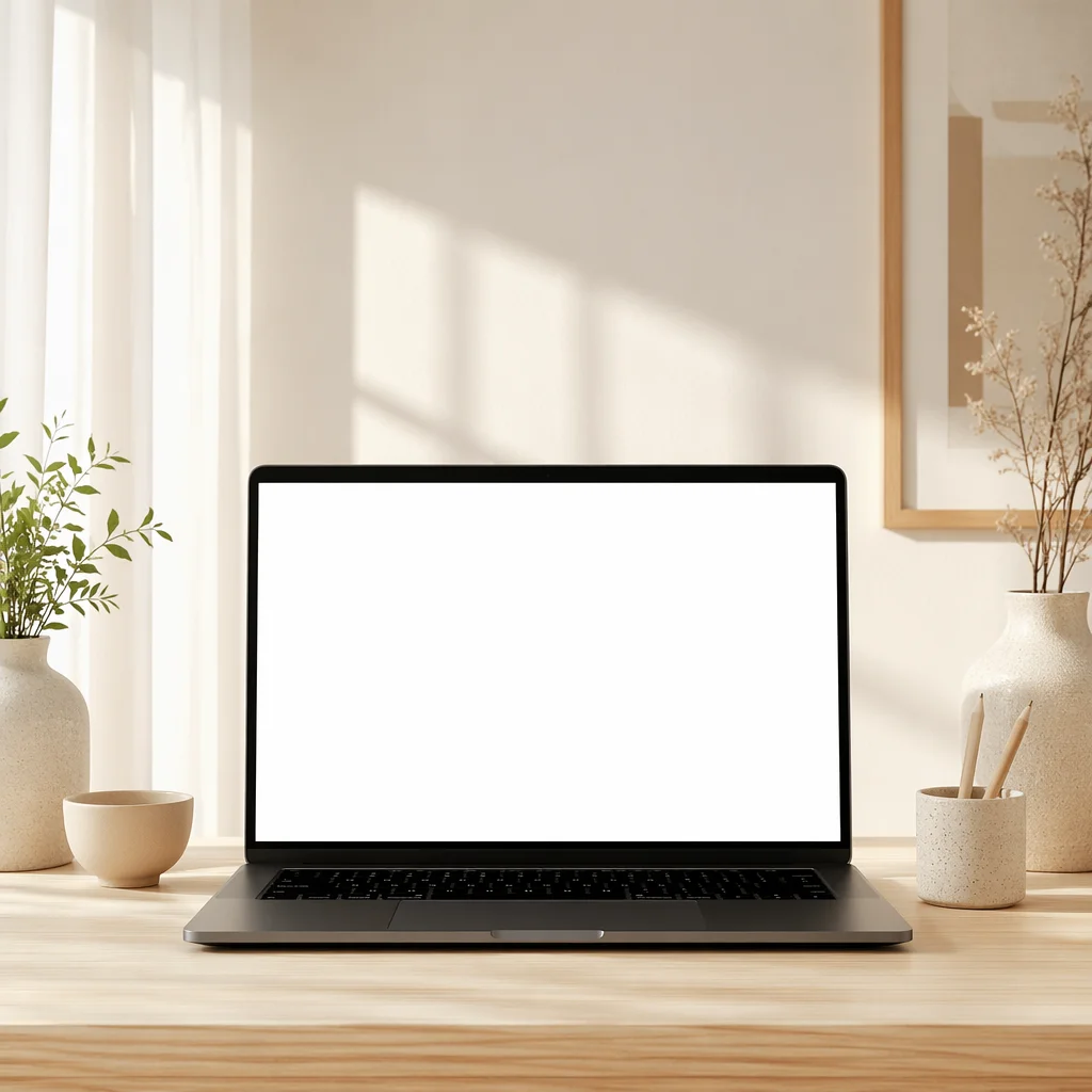 Minimal Laptop Mockup on Bright Desk