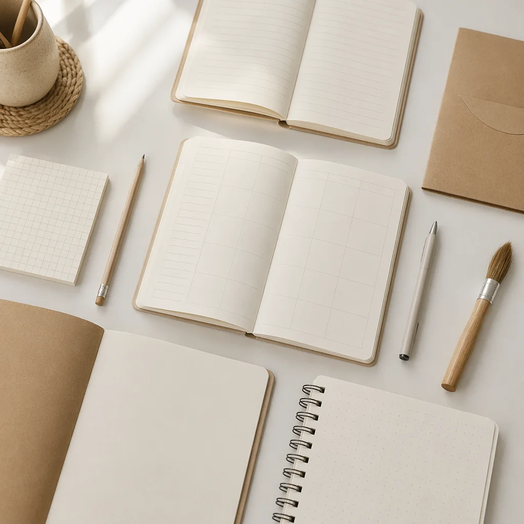 Minimal Organized Desk Supplies Flat Lay