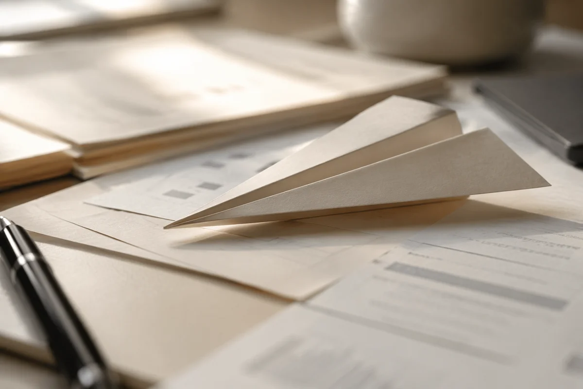 Paper Airplane on Minimal Business Desk