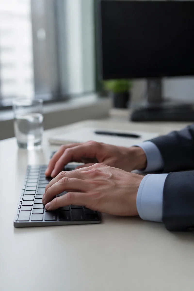 Close Up Hands Typing on Keyboard