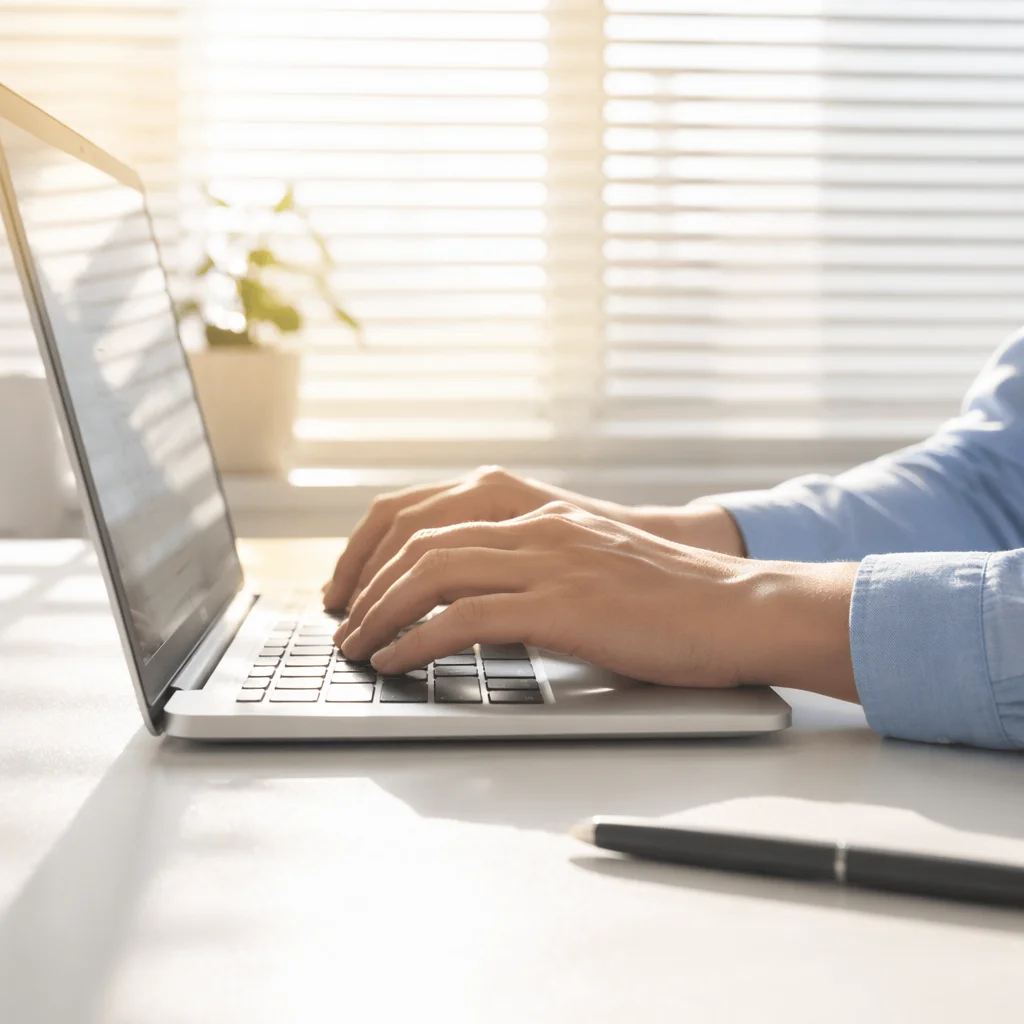 Professional Email Writing on Modern Laptop