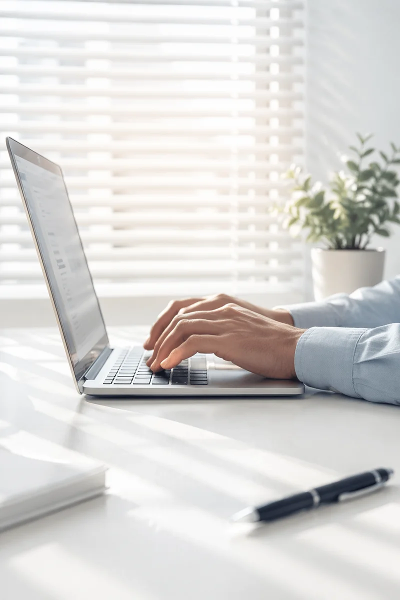 Professional Typing Email at Modern Desk
