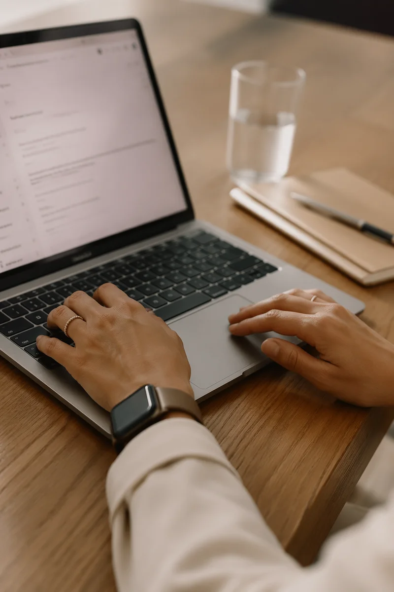 Professional Writing Email on Laptop
