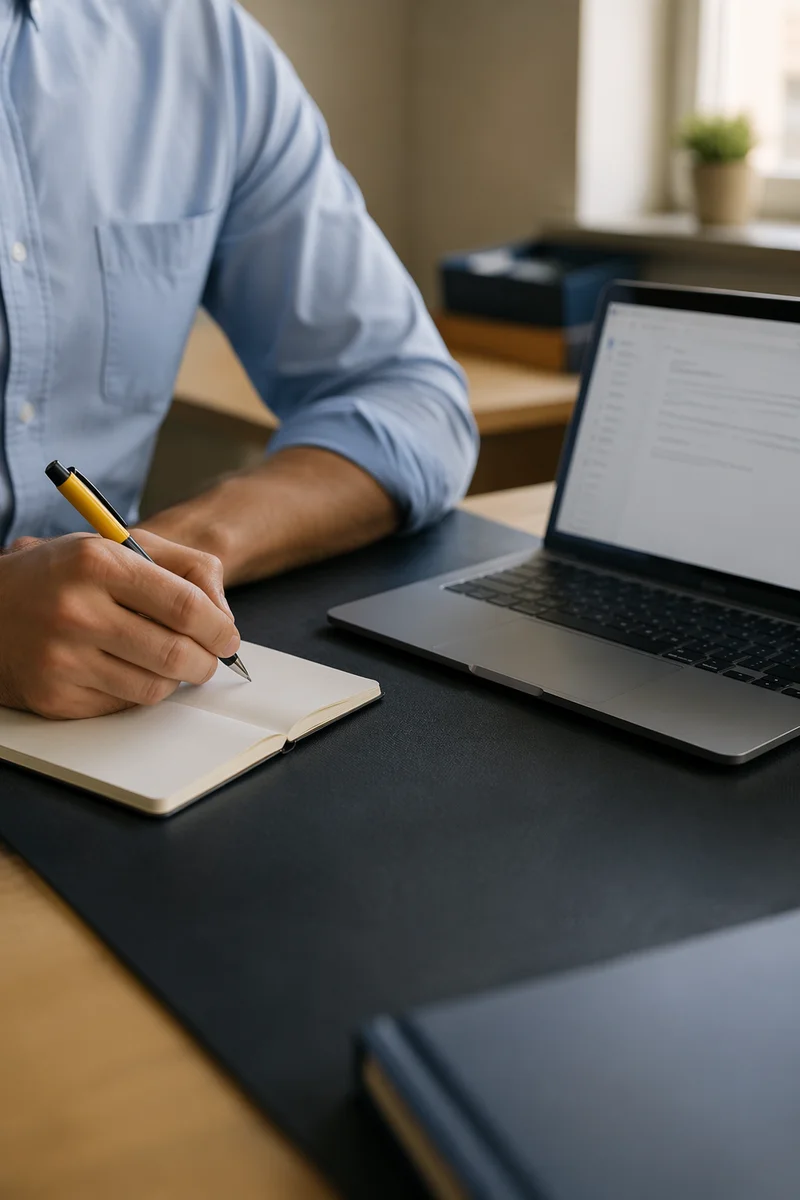 Professional Email Writing at Office Desk