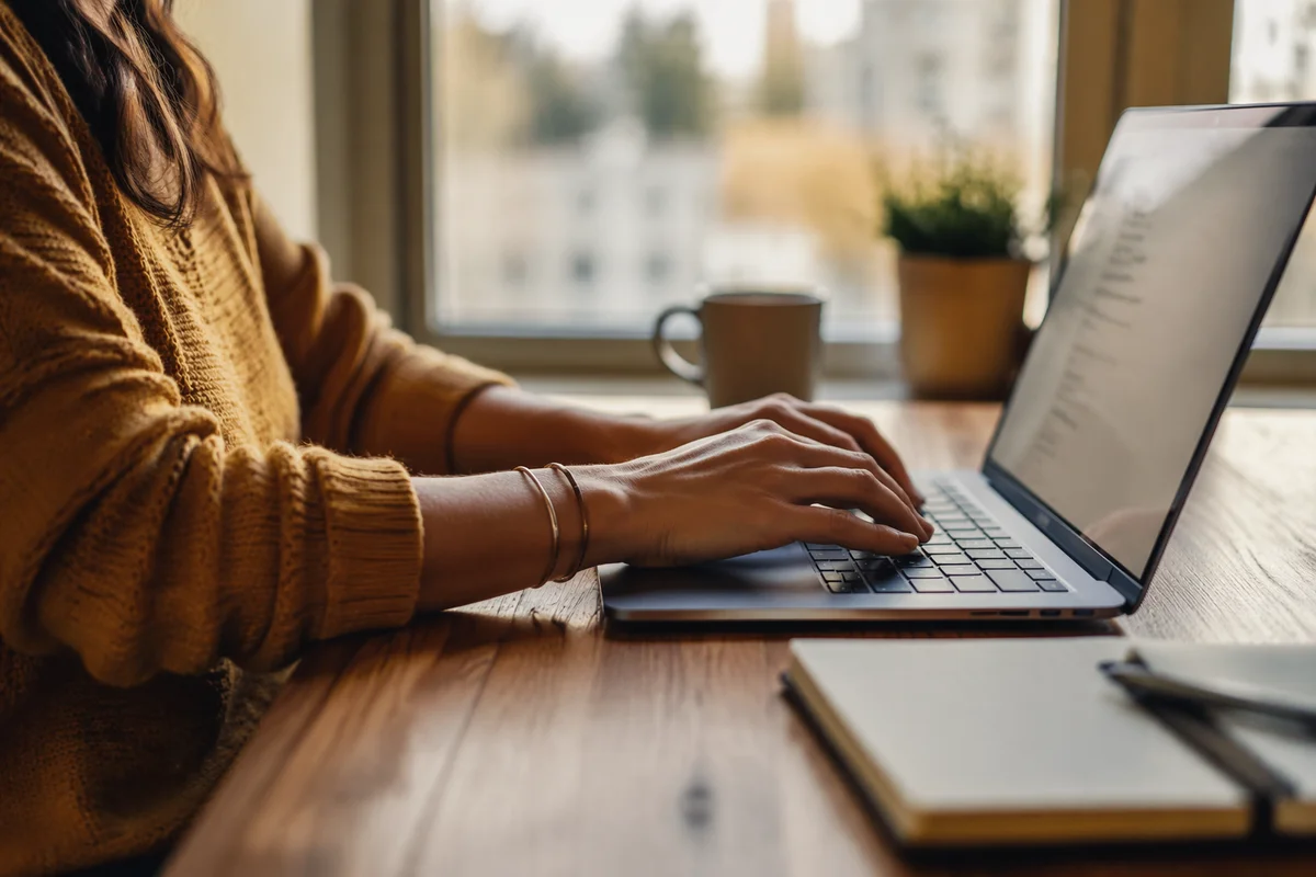 Professional Email Writing at Wooden Desk