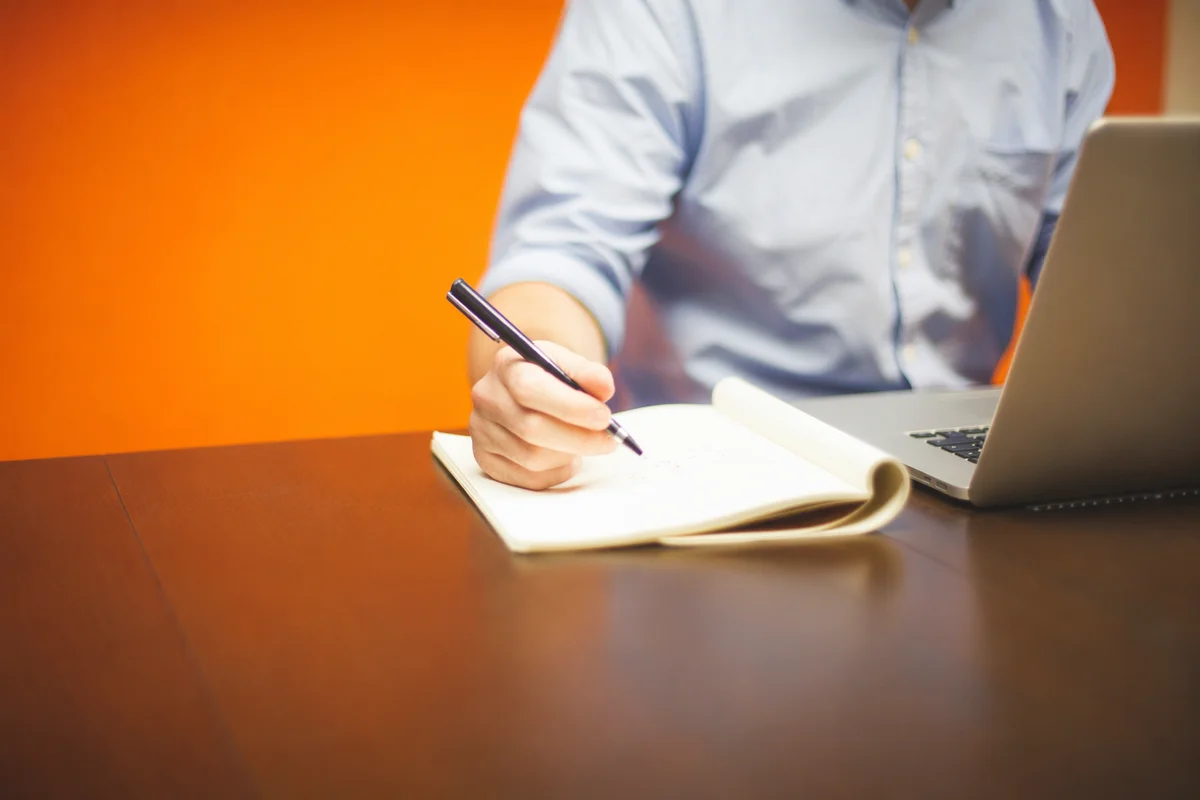 Professional Writing Email at Warm Office Desk
