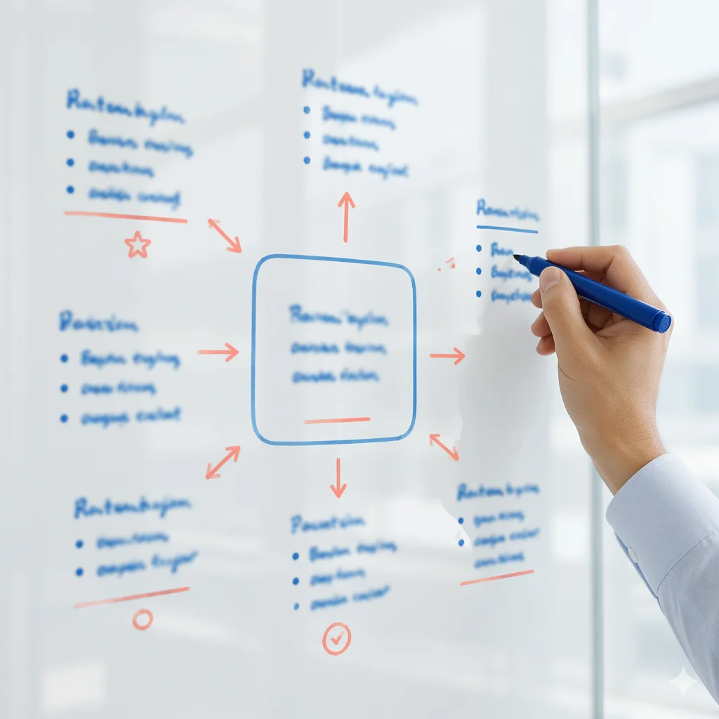 Glass Board Strategy Planning in Modern Office