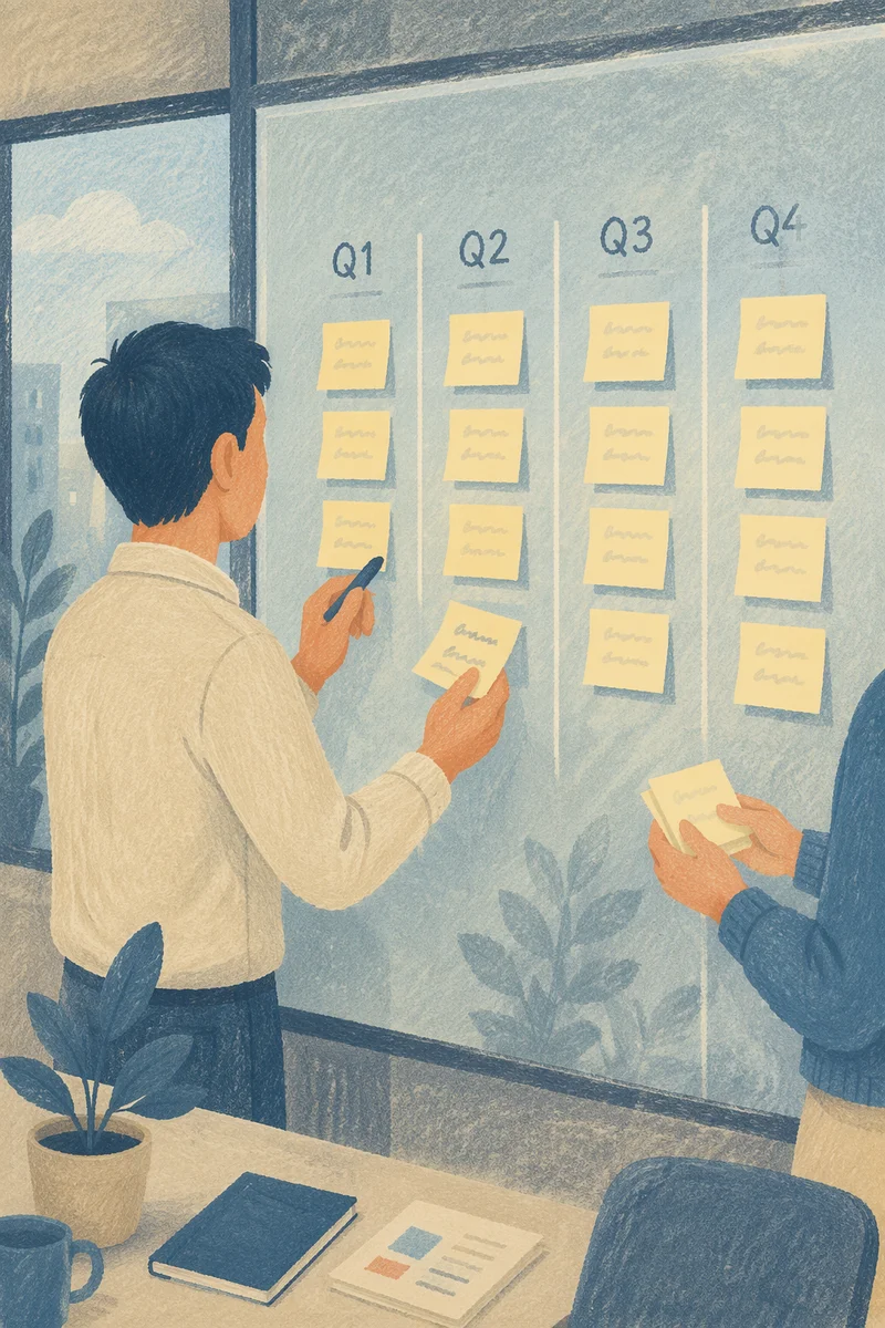 Collaborative Strategy Planning on Frosted Glass Board