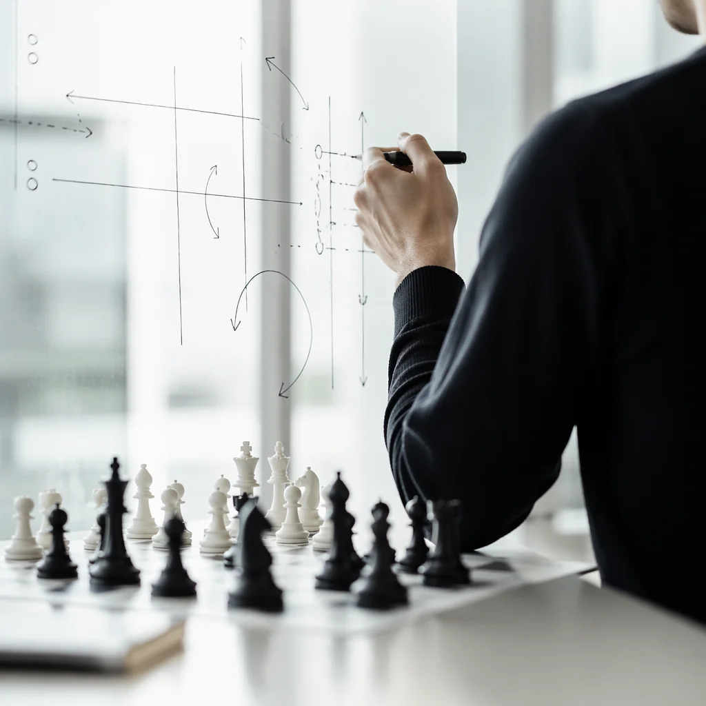 Business Strategy Planning on Glass Board
