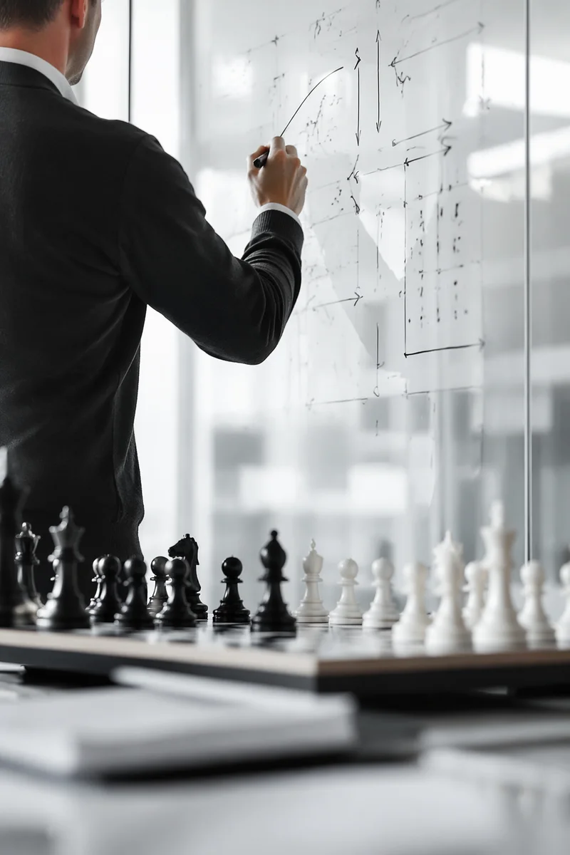 Glass Board Strategy Planning in Modern Office