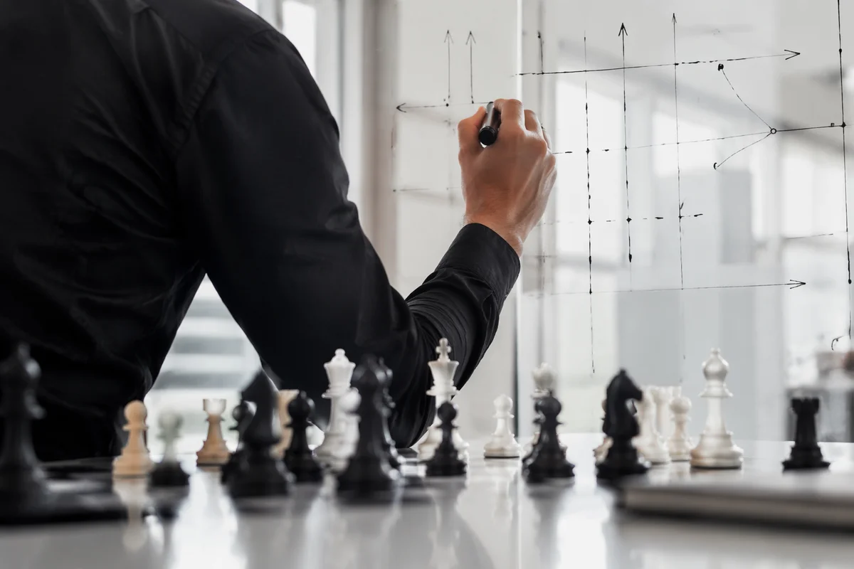 Glass Board Strategy Planning in Modern Office