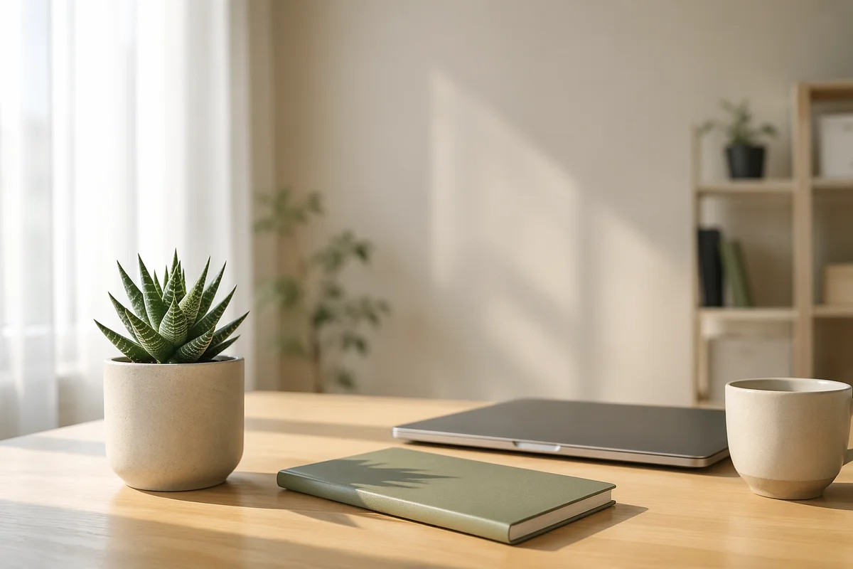 Minimalist Succulent on Modern Office Desk
