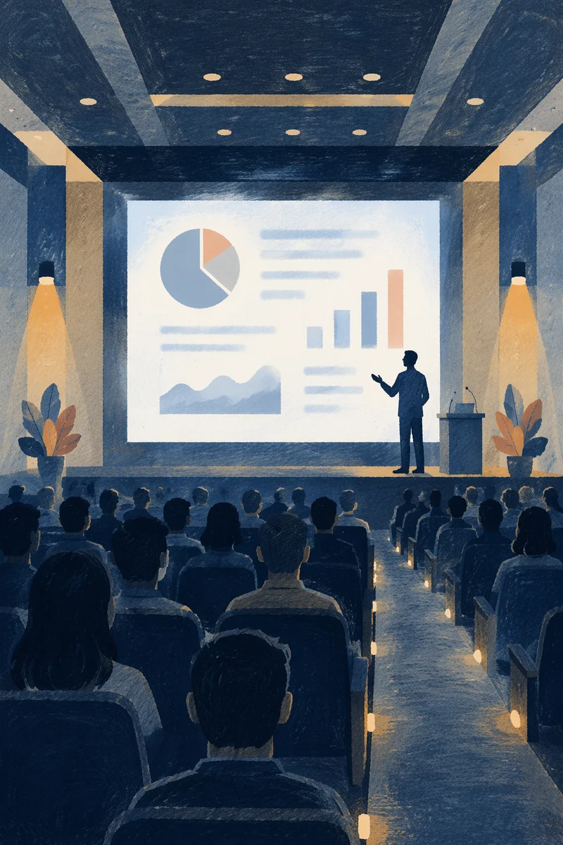 Auditorium Conference Presentation Screen with Audience