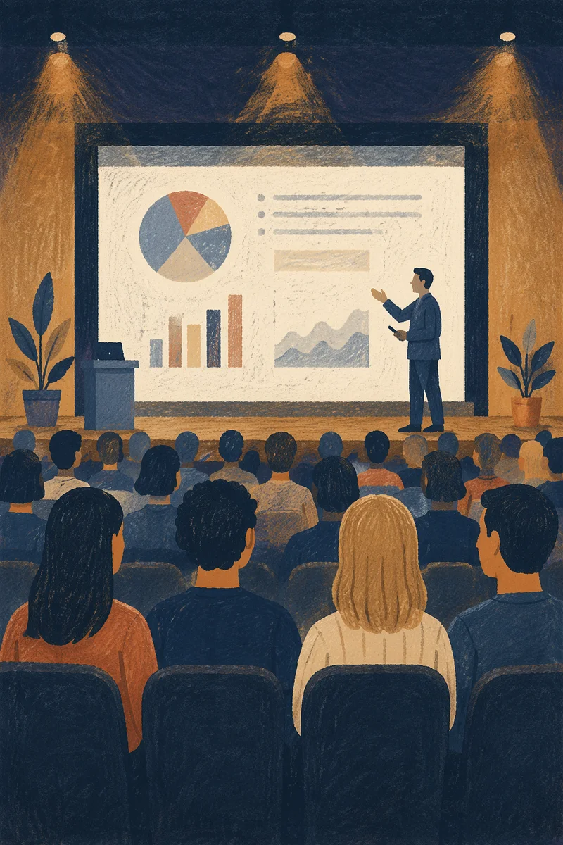 Business Conference Presentation Screen and Audience