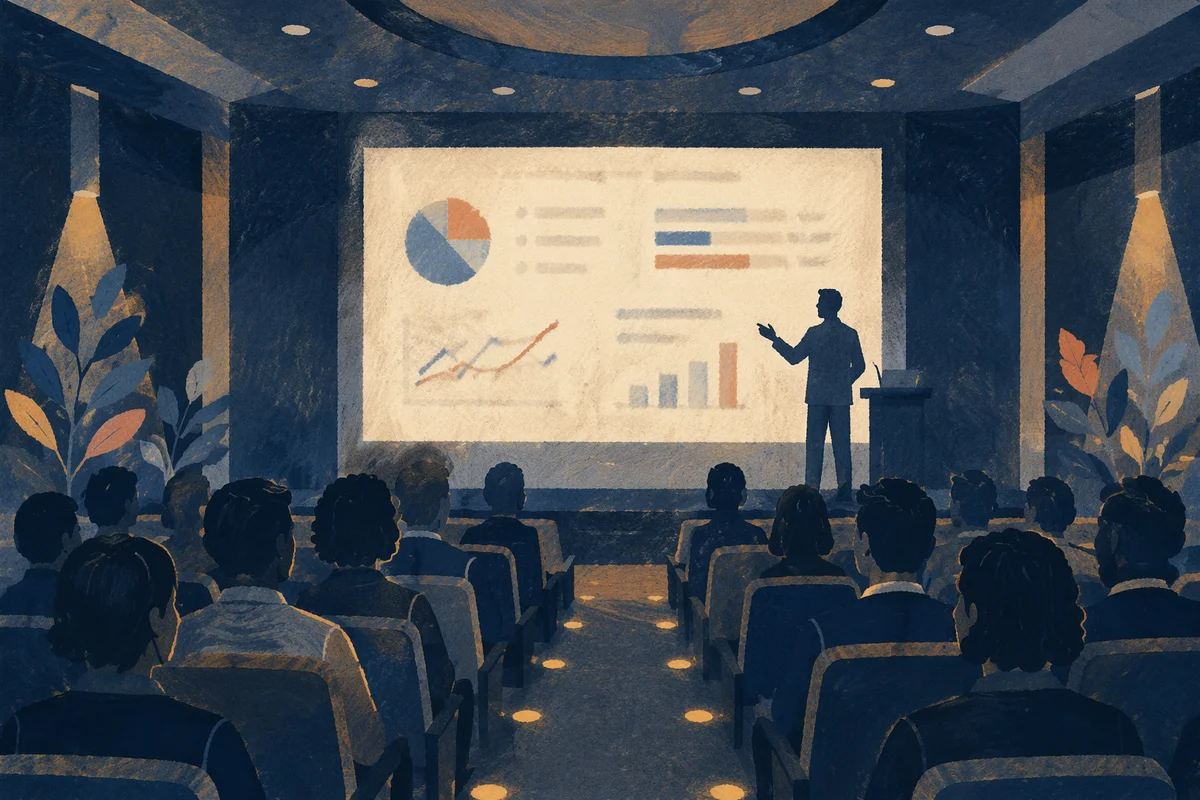 Conference Presentation Screen in Modern Auditorium