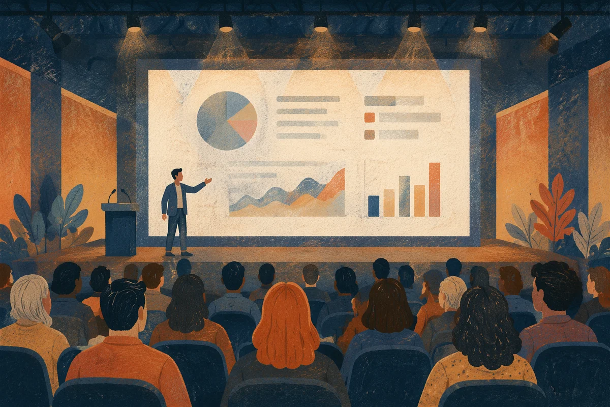 Business Conference Projector Screen Presentation Scene