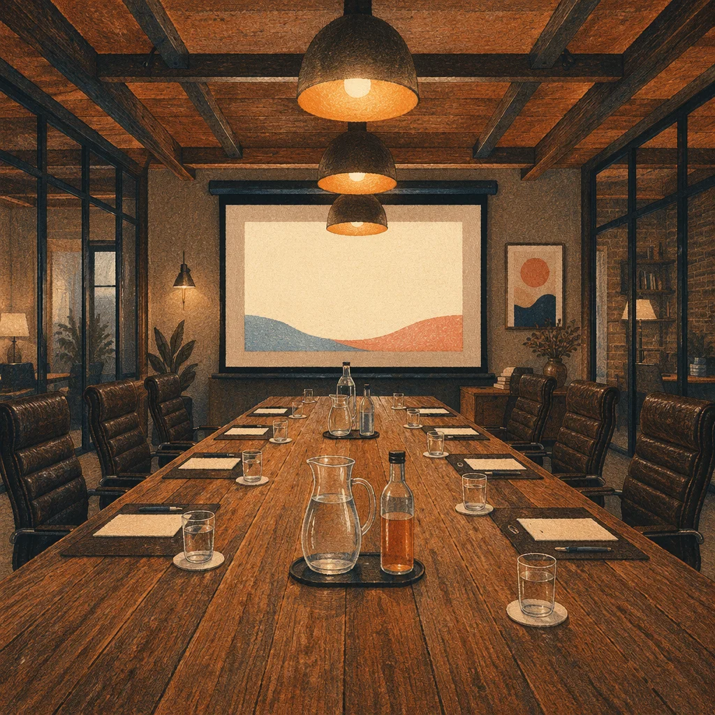 Dark Conference Room Presentation Setup