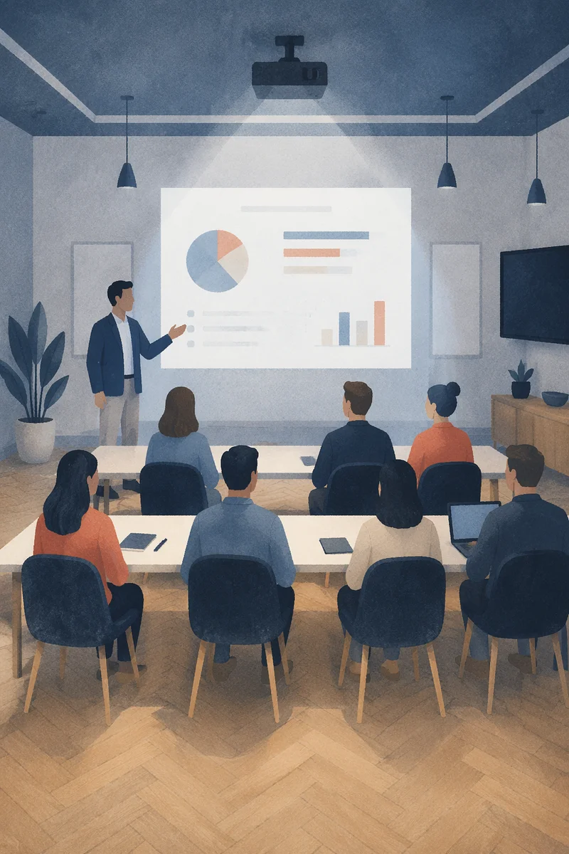 Dim Conference Room Presentation Setup