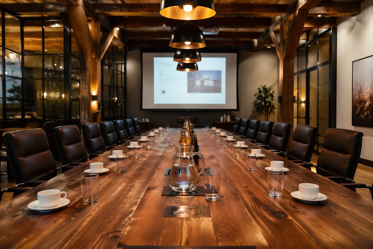 Dark Executive Conference Room Presentation Setup