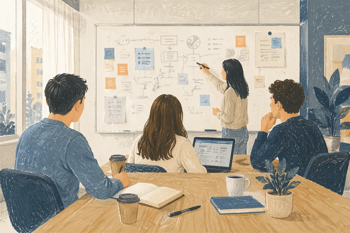 Team Brainstorm at Whiteboard Meeting Room