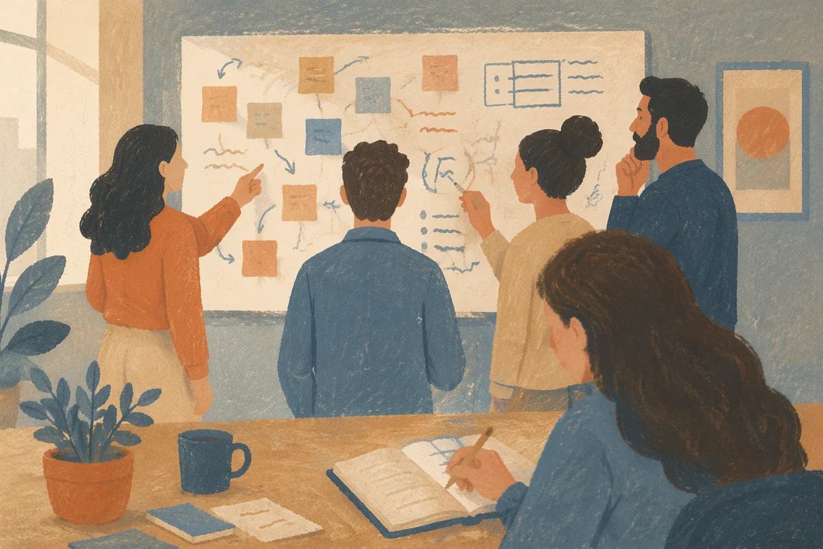 Modern Team Brainstorm at Conference Whiteboard