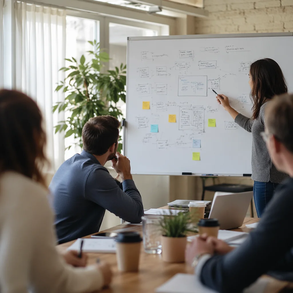 Team Brainstorm at Whiteboard Meeting Room