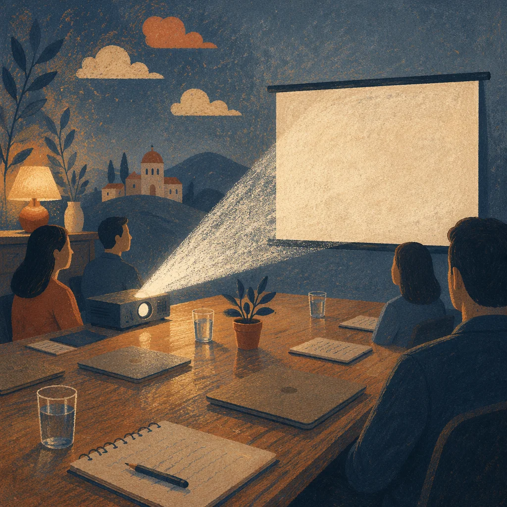 Projector Beam in Dark Meeting Room