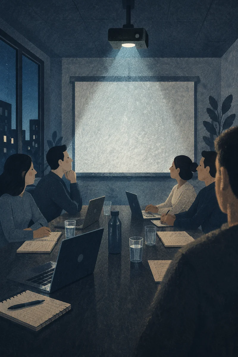 Projector Beam in Dark Meeting Room