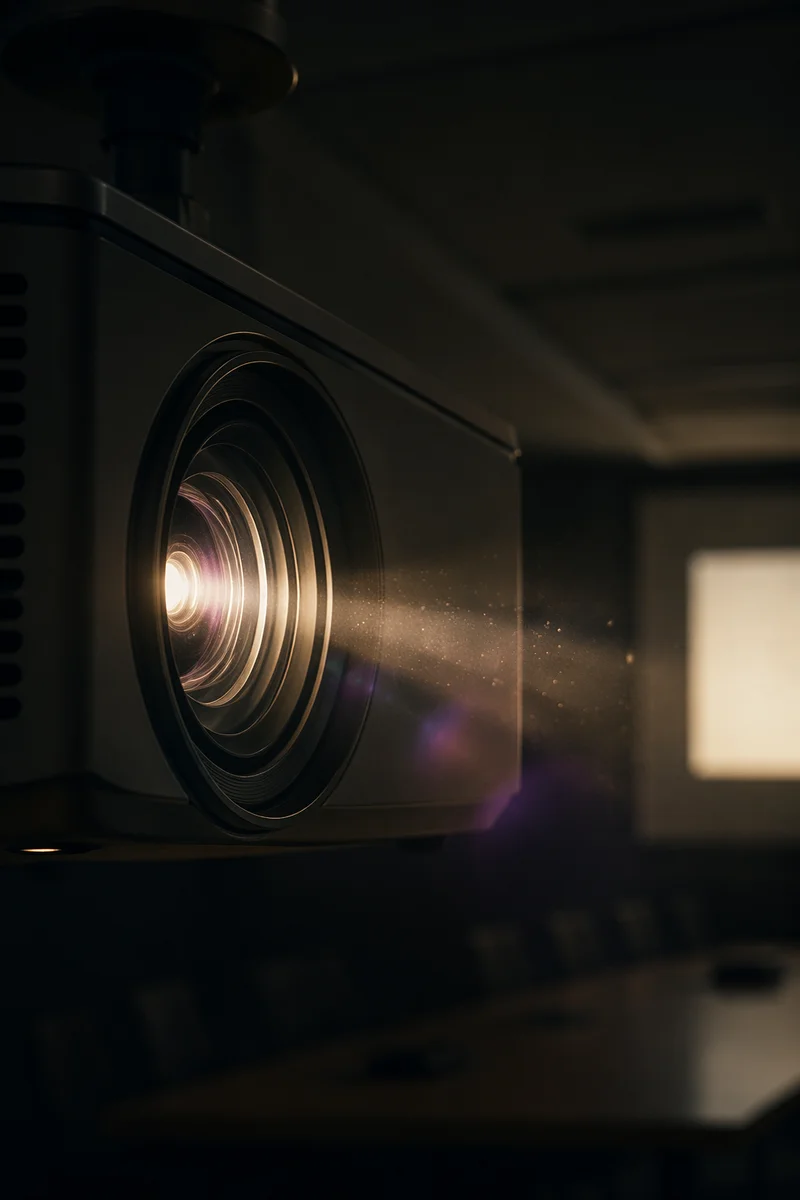 Projector Beam in Dark Meeting Room