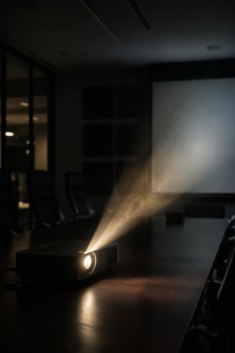 Projector Beam in Dark Corporate Meeting Room