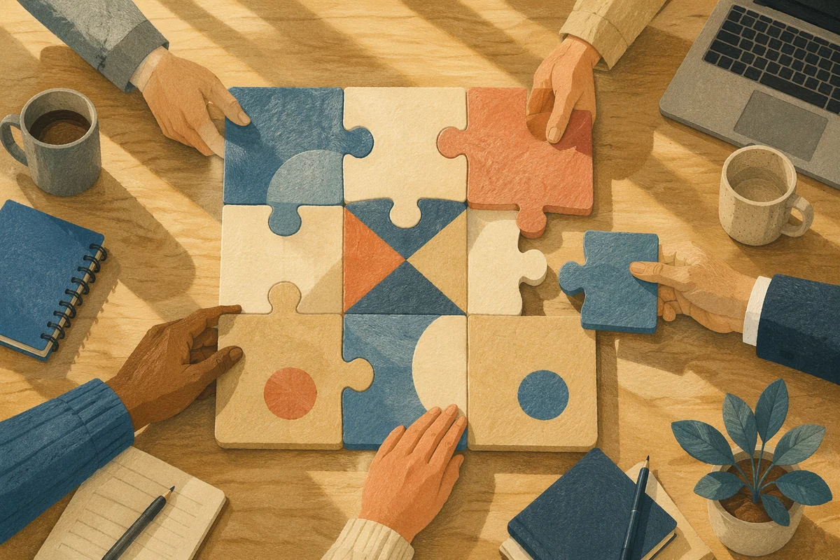 Hands Joining Puzzle for Teamwork Success