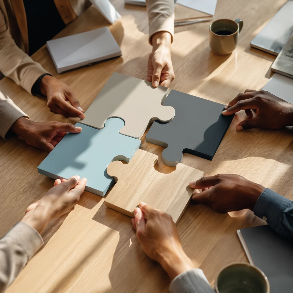 Business Teamwork Puzzle Pieces Coming Together